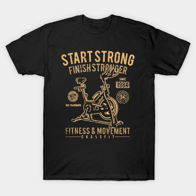 Start Strong Fitness T-Shirt by JakeRhodes